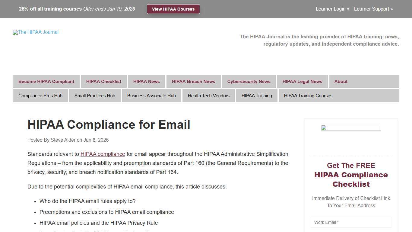 HIPAA Compliance for Email - Updated for 2026